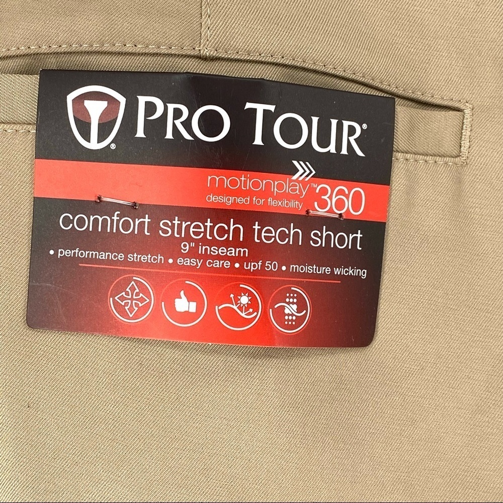 PRO Tour Men's 9" Inseam Comfort Stretch Tech Flat Front Shorts - 38 - Picture 6 of 7